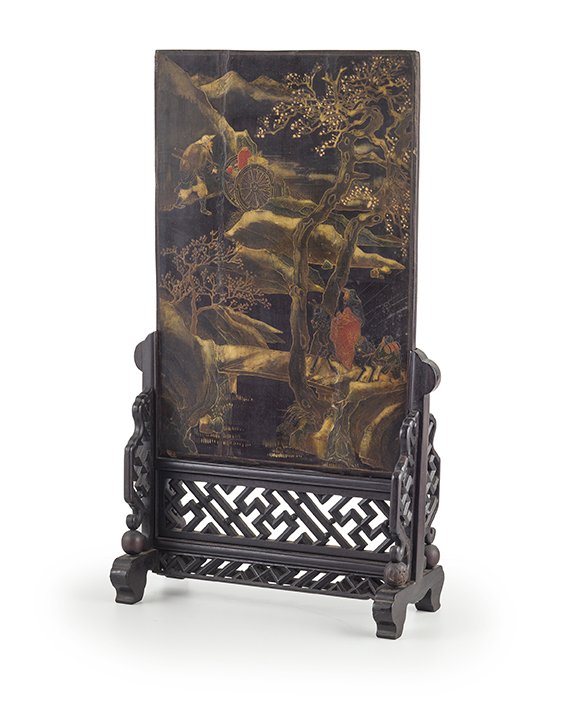 Un Paravent De Table Laqué, Chine , Qing Dynastie , XIXe Siècle 
