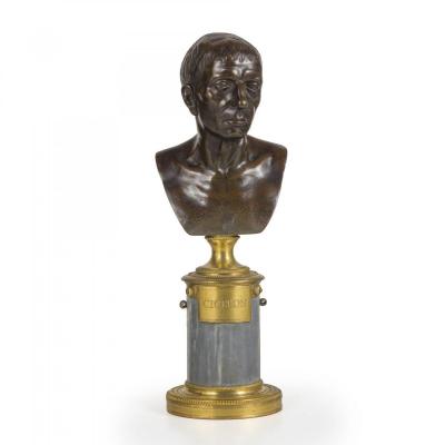 Petit Buste En Bronze De Ciceron. Epoque LXVI