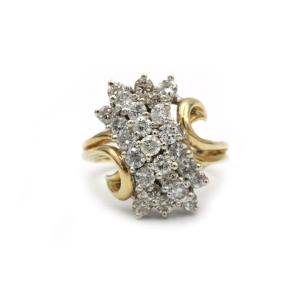 Vintage 1950s-60s 18k Yellow And White Gold Diamond Cocktail Ring