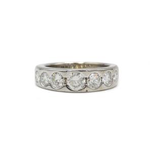 White Gold Half-alliance Diamond Ring, Late 20th Century