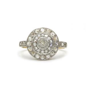 Antique 19th Century Ring - Yellow Gold And Rose-cut Diamonds 