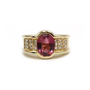 Ring - 18k Yellow Gold, Tourmaline And Diamonds