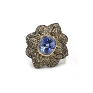 Ring - Gold, Silver, Sapphire And Diamonds.