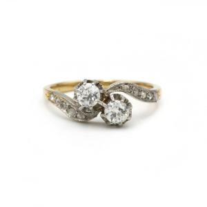 19th Century You And Me Ring - Yellow Gold And Diamonds