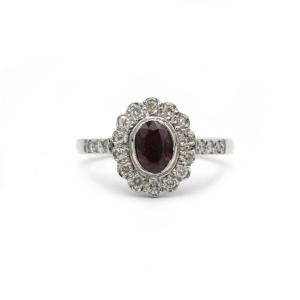 Ring - White Gold, Rubies And Diamonds