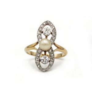 Ring - Gold, Pearl And Diamonds