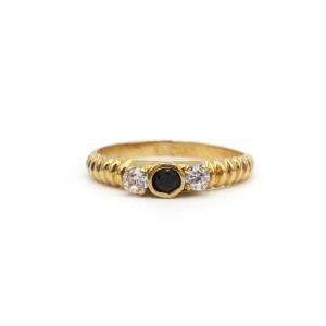 Ring - Yellow Gold, Sapphire And Diamonds