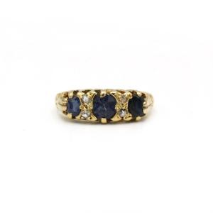 Garter Ring - Yellow Gold, Sapphires And Diamonds