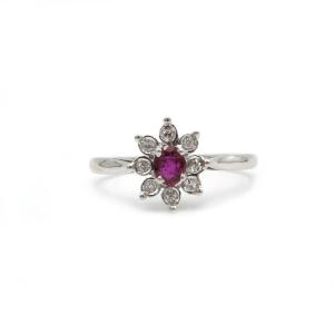 Daisy Ring - White Gold, Rubies And Diamonds