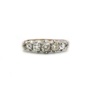 19th Century Garter Ring In 750 Yellow Gold With Old-cut Diamonds