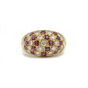 750 Yellow Gold, Diamond And Ruby Headband Ring