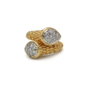 Boucheron Ring, Serpent Bohème, 1970s, 18k Yellow Gold, Platinum And Diamonds