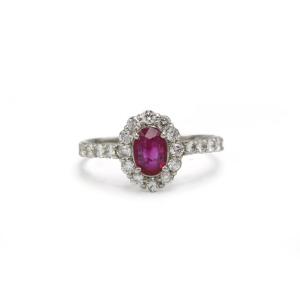 Daisy Ring In Platinum, Diamonds And Rubies