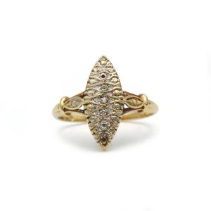 Marquise Ring In 18k Yellow Gold And Diamonds 