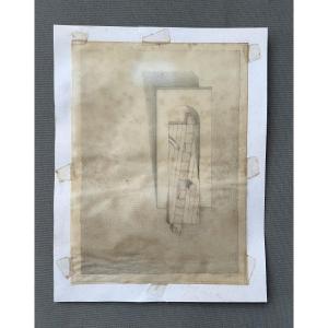 Surrealist Drawing On Tracing Paper, Signature To Be Identified