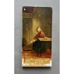 Woman Stoking The Fire, Porcelain Painting, Northern School