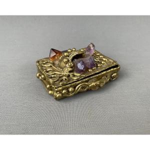 Small Brass And Crystals Box
