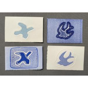 Colombes d'Ussat Et De Montsegur, Cathar Symbols, 4 Engravings In The Style Of Braque