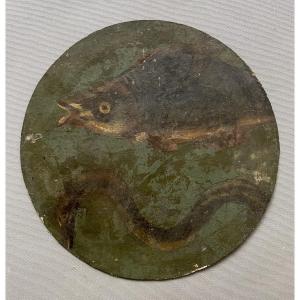 Fish, Oil On Cardboard, Early 20th Century