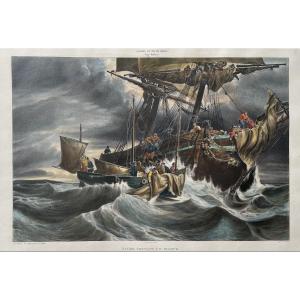 Ship Taking Pilot, Lithograph After Eugène Isabey