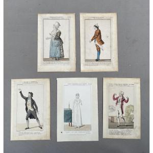 Theater Characters, 5 Engravings