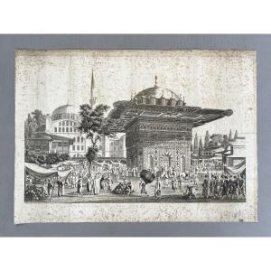 View Of The Top-hané Square And Fountain, Engraving After Antoine Ignace Melling