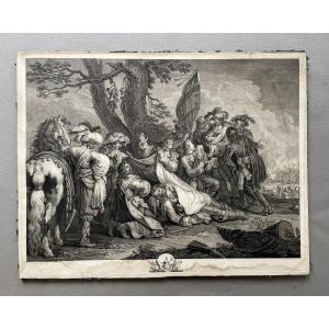 The Death Of Turenne, 18th Century Engraving