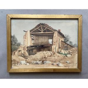 Ruin, Watercolor Signed Palisson 1888