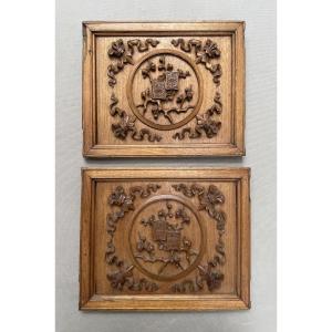 Pair Of Carved Wood Panels, China, Late 19th Century