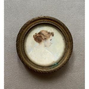 Profile Of A Woman, Miniature Painting