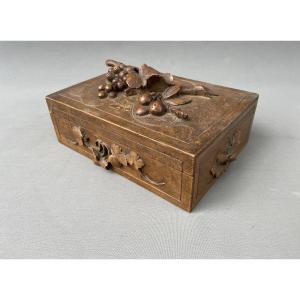 Carved Wooden Box With Vine Decoration