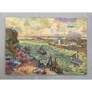 Henri Saada, Honfleur, 1963, Oil On Canvas, Large Format