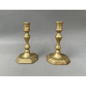 Pair Of Bronze Candlesticks, 18th Century