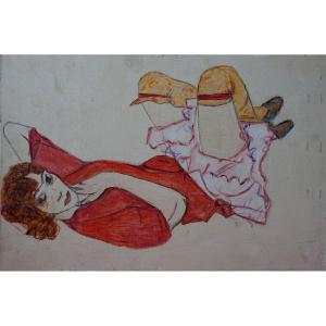 Wally In A Red Blouse - Based On The Work Of Egon Schiele -