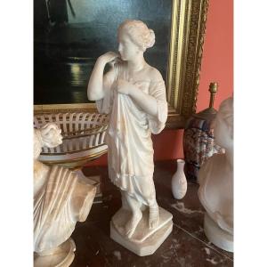 Beautiful 18th Century Carare Marble / Young Girl On Foot