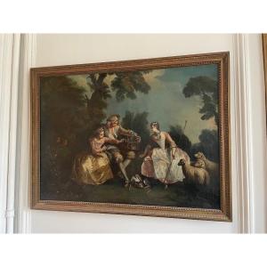 Very Beautiful 18th Century Painting, Country Scene