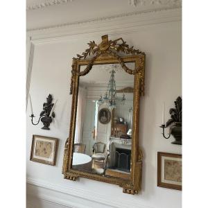 Very Rare Louis XVI Gilded Wood Mirror