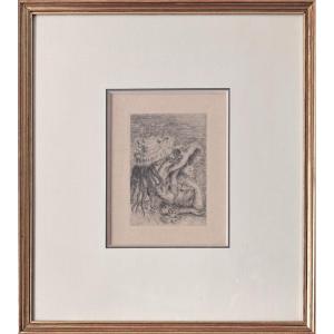 Pierre-auguste Renoir, The Pinned Hat, Berthe Morisot's Daughter And Her Cousin - Etching