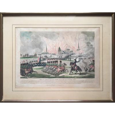Capture Of Zaragoza, Napoleon, Strong Watercolor And Gouache, 1st Empire Period