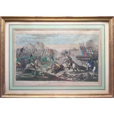 Battle Of Lutzen, Napoleon, Eau-drill Watercolored Period Ist Empire, Jean Publisher
