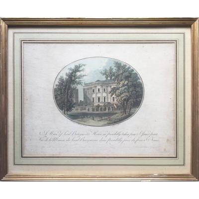 Eighteenth Engraving, A View Of Lord Barrymores In Picadilly House Taken From S. James Park, 1792