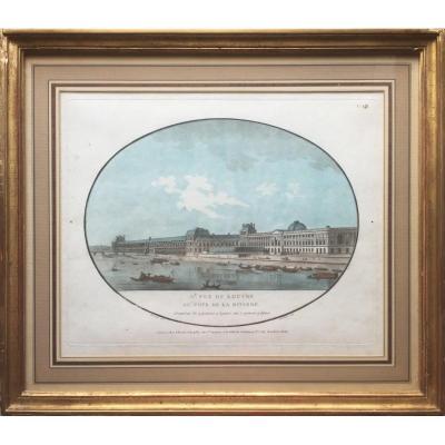 Engraving In The 18th Century Aquatint, View From The Louvre From The River Side, 1787