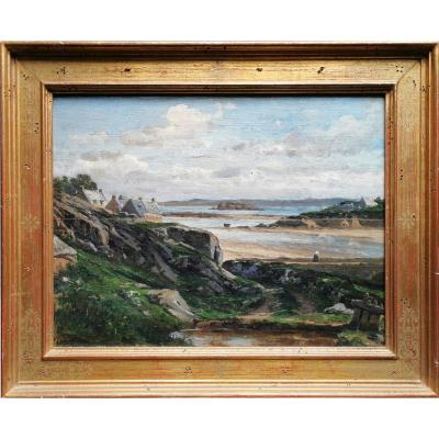 School Of Camille Corot, XIXth, Breton Seaside, Ile De Batz ? Oil On Panel