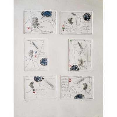 James Coignard (1925 - 2008), Original Etching, 6 Juxtaposed Brass, Numbered And Signed