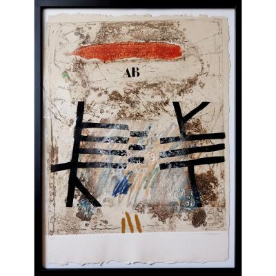 James Coignard, Composition Ab, Original Etching Signed, Numbered & Enhanced By The Artist