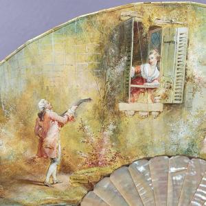 Antique French Fan Signed Donzel, 