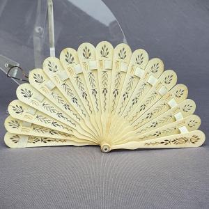 Small Doll Fan In Pierced And Engraved Bone