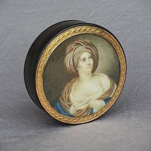 Box Decorated With A Gold-rimmed Miniature “the Woman With The Turban” Inspired By Guido Reni