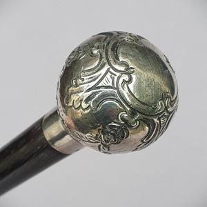 Art Nouveau Cane With A “suitcase” Folding System, Silver Ball Knob