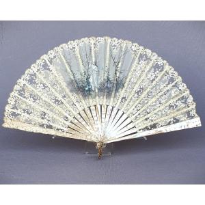 Lace, Gouache, Mother-of-pearl Fan, “venus And The Doves”, Circa 1880